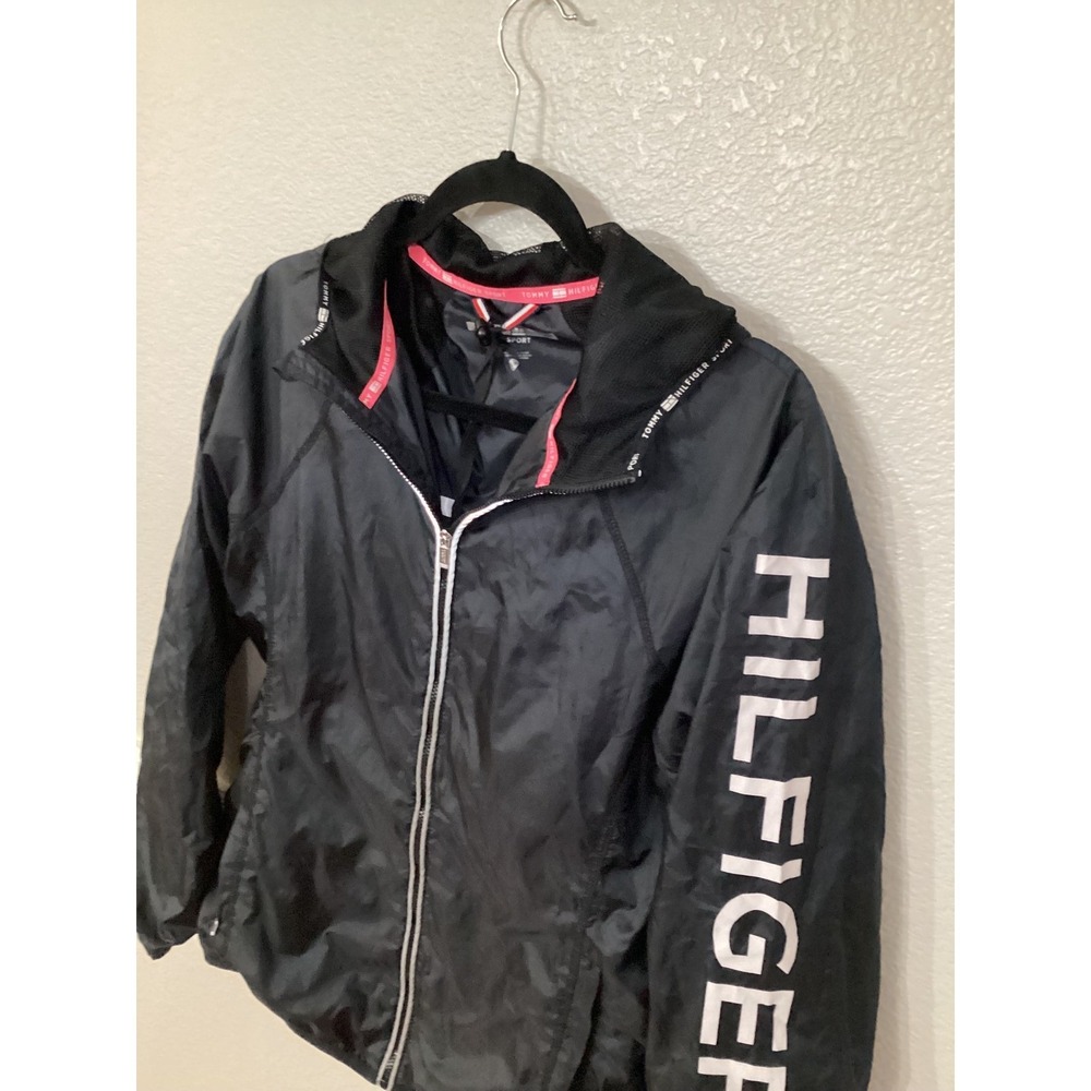 Tommy Hilfiger Sport Windbreaker Jacket Women's Black Full Zip Lightweight - Picture 2 of 12